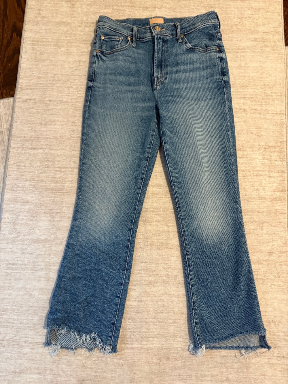 MOTHER Insider Crop Step Fray Jeans Monkey in the Middle Size 27